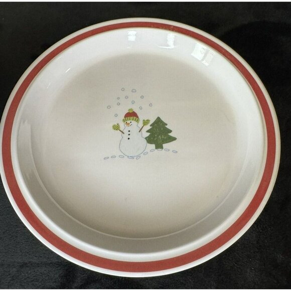 Pottery Barn Kids Christmas Melamine 2 Plates 4 Bowl Set With Snowman Design - Picture 2 of 13